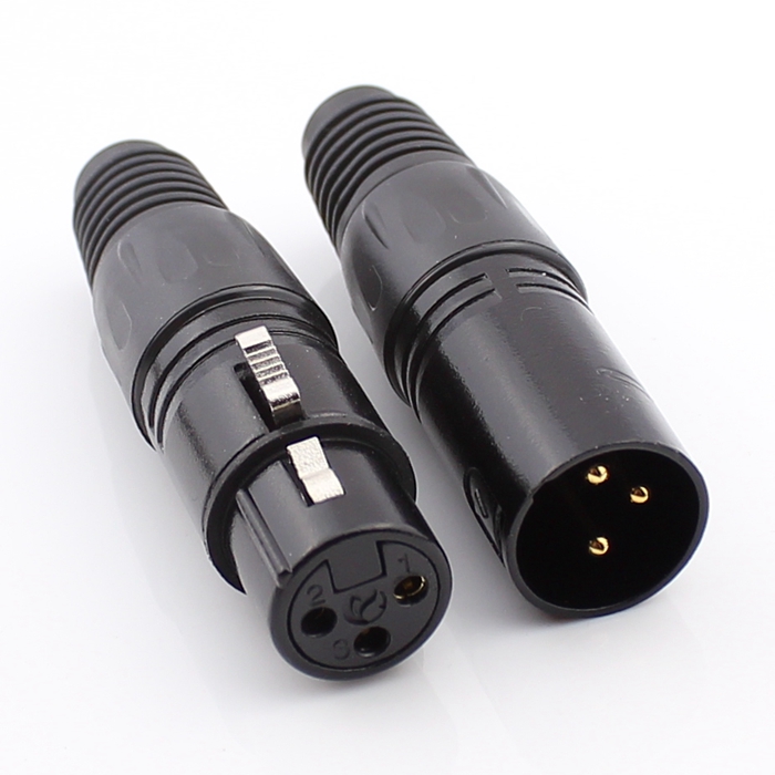 三芯卡农公母头 炫黑话筒麦克风平衡线接头KTV音响音频DIY