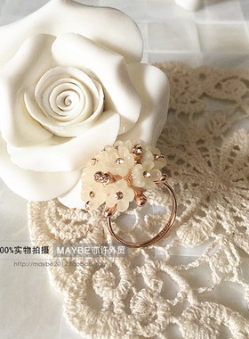 【亦许家】韩国饰品韩版时尚名媛气质小清新花朵镶钻淑女戒