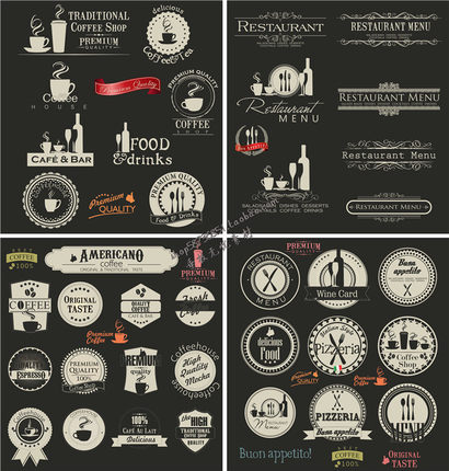 A1743矢量欧美饭店餐厅咖啡店快餐LOGO标签菜单模板 AI设计素材