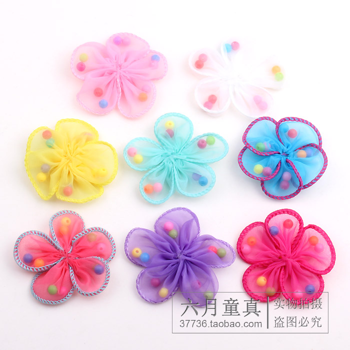 儿童彩珠五瓣花朵 手工diy发卡头花配件 自制发绳发箍发夹发饰品
