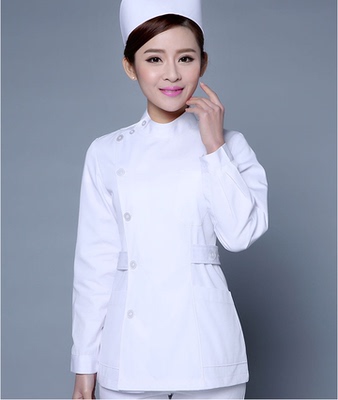 护士服上衣浅蓝色口腔白色医生服分体套装ICU粉红色长袖牙科工作