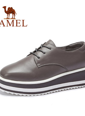 【非卖品】Camel/骆驼女鞋时尚休闲鞋 圆头系带松糕厚底女单鞋