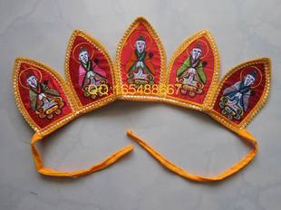 刺绣五佛帽 毗罗帽 毗卢冠 僧帽 法师帽 折叠五冠佛 五佛冠法帽