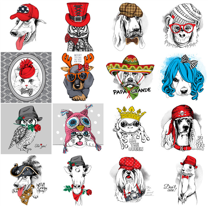 [275]25张卡通宠物狗狗猫咪猫头鹰青蛙肖像插画 AI矢量设计素材