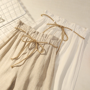 chic宽松棉麻阔腿裤