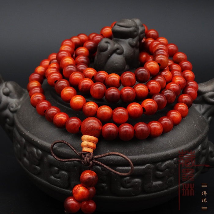 天然血龙木佛珠手链楠沉水级沉香