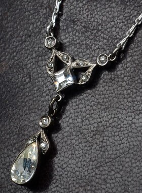 精灵西洋古董首饰 英国纯银paste装饰艺术c1910年代古典古董项链