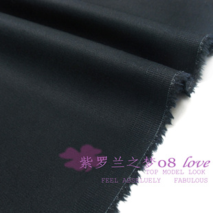 春夏服装面料棉布黑色高密斜面料 纯色纯棉布料高弹力裤料风衣料