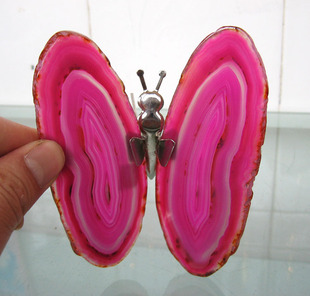 天然水晶花片295玛瑙切片蝴蝶摆件原石11厘米灯饰玉髓蝴蝶电视墙