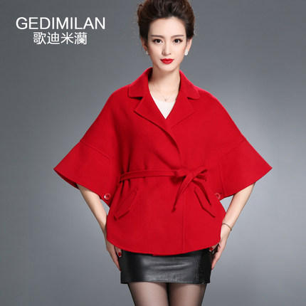 高端韩版双面羊绒大衣女士短款双面绒呢羊毛呢