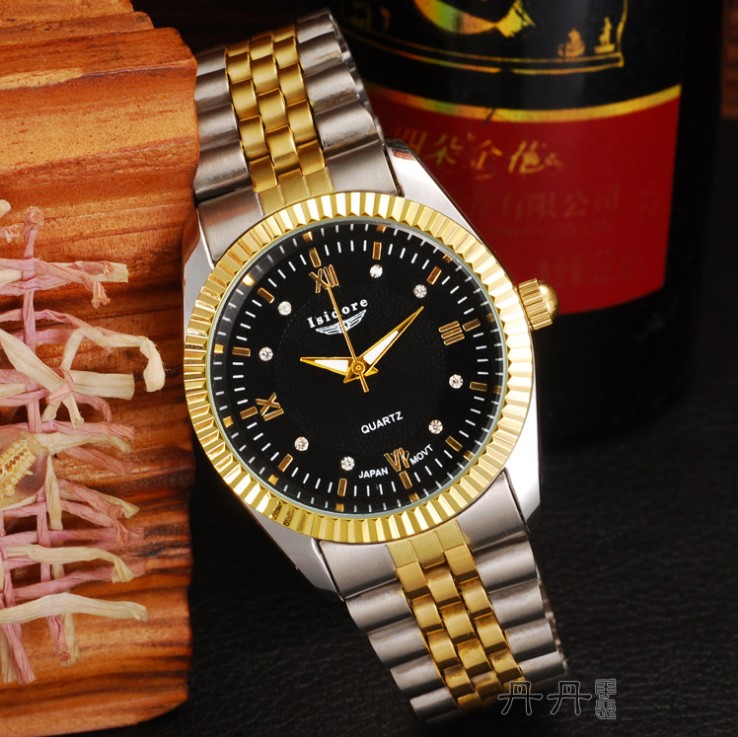 情侣商务情侣石英表金色商务风情侣表