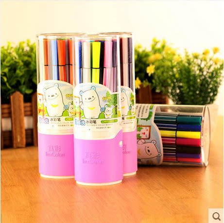 正品真彩水彩笔12色18 24 36色 无毒可水洗水彩笔 儿童学生文具