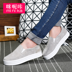 MI Ka 2015 new Korean version of grey round Le Fu, thick-soled shoes girls casual lazy flat foot shoes