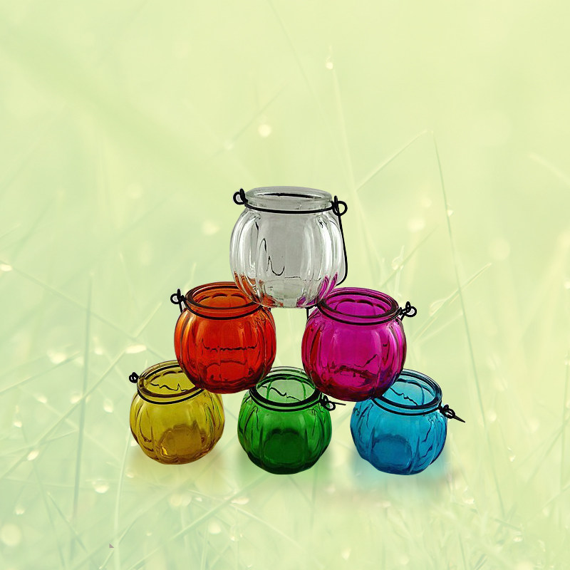 彩色玻璃花瓶植物吊瓶水培瓶插花瓶吊环南瓜吊篮漂流瓶幸运星瓶
