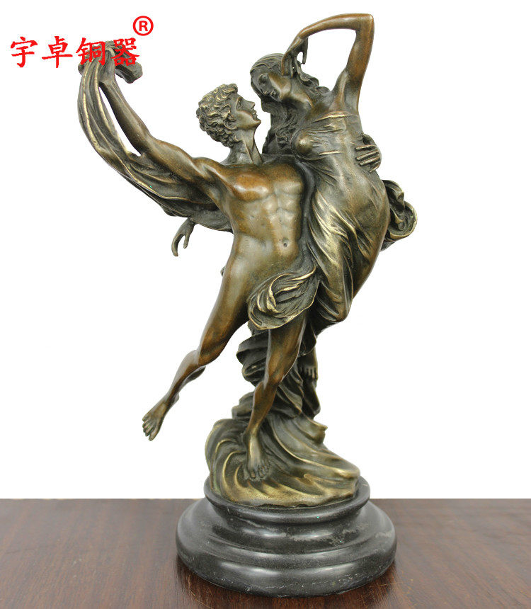 宇卓铜器铜欧式人物坠落双人天使欧式美女铜雕塑摆件