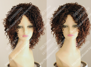 假发 深棕色 螺纹小卷发 杰克逊 弹簧绵羊卷 黑人假发 歌手模仿秀