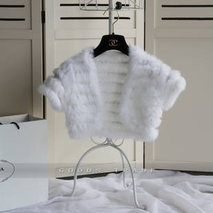 2025秋冬纯手工编织兔毛坎肩 新娘礼服兔毛皮草披肩多色