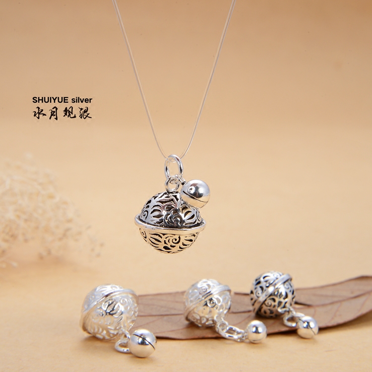925纯银花千骨镂空宫铃铃铛吊坠DIY手工手链项链水晶饰品配件挂件