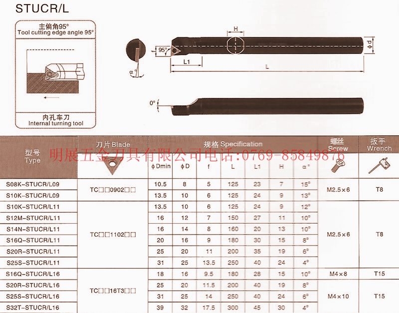 数控车刀杆/螺钉式内孔车刀