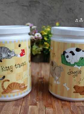 美式乡村风印花卡通猫咪装饰摆件