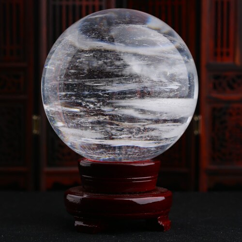 天然白水晶球摆件熔炼白水晶球家居饰品客厅卧室玄关摆件 - 封面