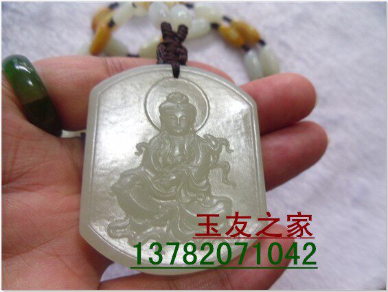 包邮 正品和田玉观音牌子 男士玉观音项链 玉观音吊坠项链男女款