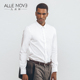 白衬衫 长袖 修身 Allenove九点钟男士 纯棉商务正装 抗皱免烫纯白比萨