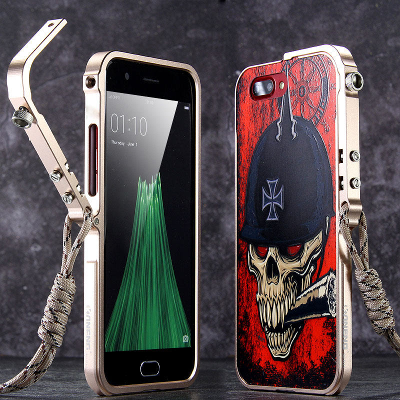 KANENG Mechanical Arm Trigger Aluminum Bumper Metal Frame 3D Cameo Back Cover Case for OPPO R11 & OPPO R11 Plus