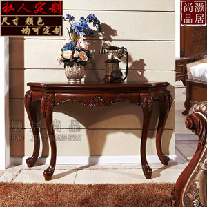 新款美式实木玄关桌门厅桌高端复古雕花客厅半圆装饰桌靠墙桌入户