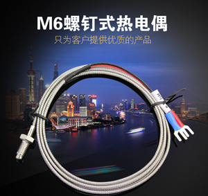 。M6螺钉式热电偶 K型 E型 M8热电阻 温度传感器 测温线 探头感温