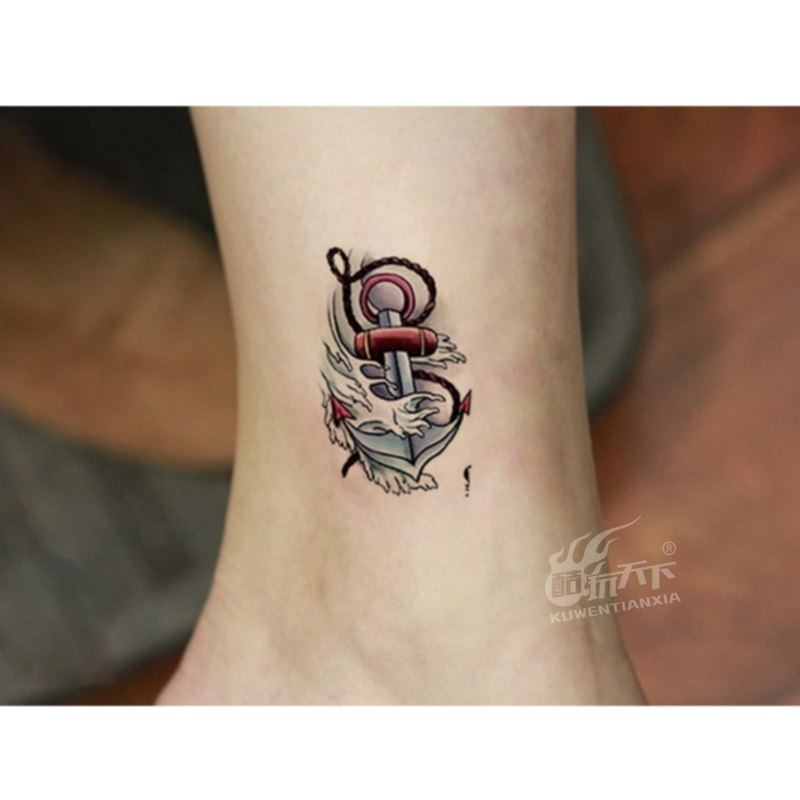 酷玩天下纹身贴纸 小腿部船猫防水情侣纹身贴刺青 遮痕贴纹身贴