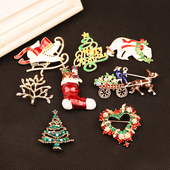 圣诞树驯鹿老胸针卡通胸花徽章 饰配饰 时尚 圣诞节饰品衣服装