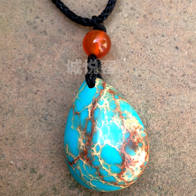 原创正品 纯天然 蓝绿松石 帝皇松吊坠民族风项链时尚坠子毛衣链