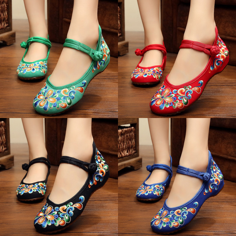 Spring and summer new pattern Ethnic style Embroidered shoes Old Beijing Women's Shoes Cloth shoes Lace up women's shoes Retro Dichotomanthes bottom Dancing shoesin the Women's Shoes, Low shoes  category - from Buy2taobao.com to provide professional Taobao agent buy service
