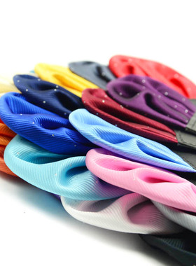 LRZYOU结婚新郎伴郎司仪男士西装礼服口袋巾黑红蓝色条纹免折插巾