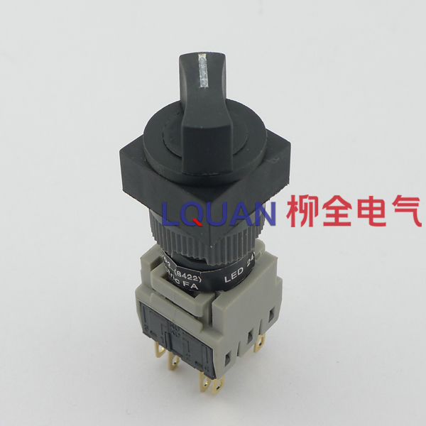 16mm旋钮开关 两档选择 AS6-Y 2档8脚 2开2闭 银点 HB16