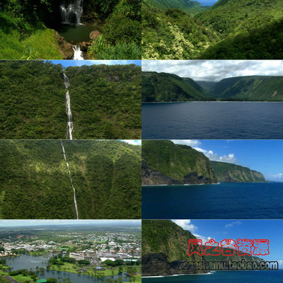 实拍航拍海岸山谷瀑布海洋风光风景LED广告大屏幕高清视频素材