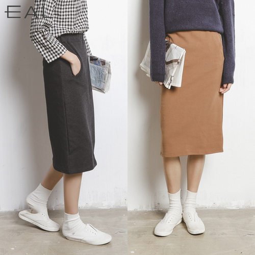 eal羽迹女装韩版弹力纯棉包臀裙