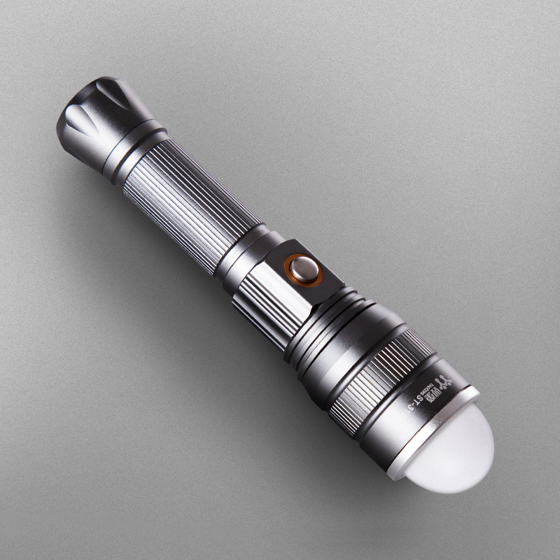 双童变焦户外远射防身强光手电筒