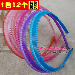 12个15mm带齿塑料发箍女儿童清新糖果色发饰 包邮