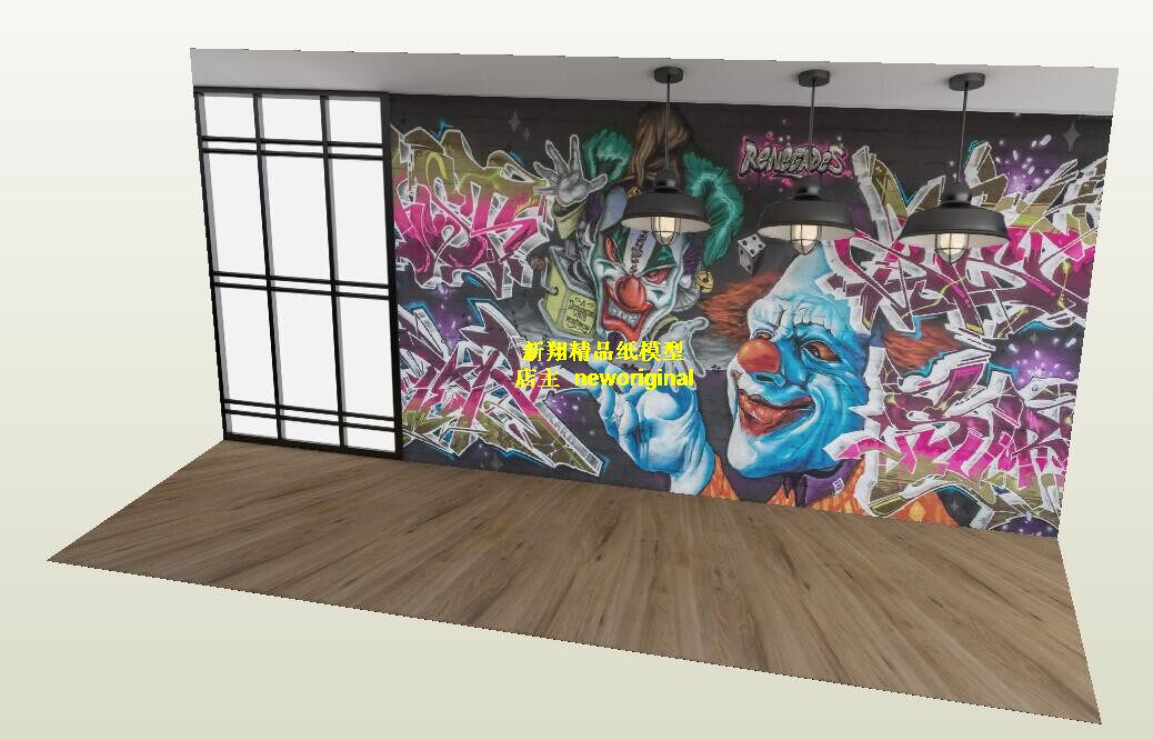 1比6 12寸 18 房间室内 涂鸦墙娃娃兵人 蝙蝠侠小丑汽车场景模型