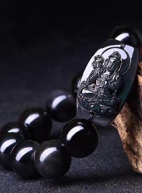 彩虹眼黑曜石男女款守护神手链