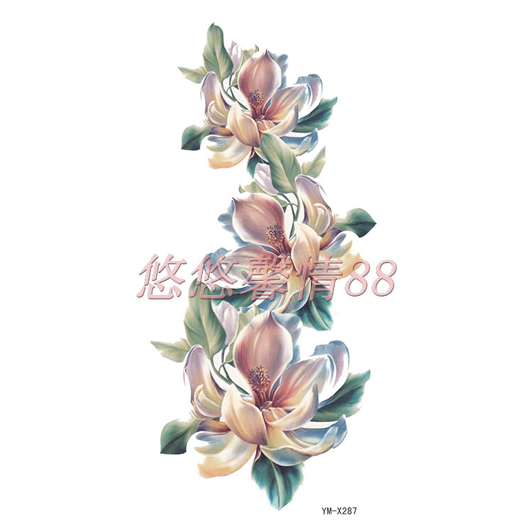 新款 纹身贴纸防水 女 淡色兰花大图 花臂影楼写真纹身贴