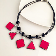 Love Korea necklace women fashion Joker short clavicle chain triangle square decorative accessories simple neck chain-mail