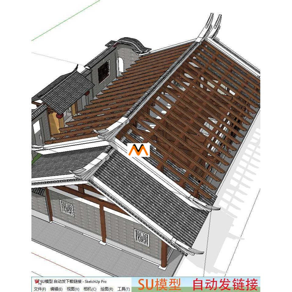x117南方仿古建筑闽西客家民居福建客家民居客栈民宿设计su模型图