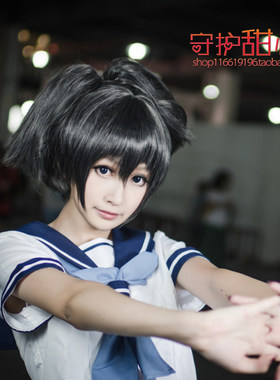 {甜心家}包邮黑岩射手 黑衣麻陶黑色假发双虎口夹现货cosplay假发