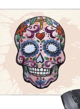 花藤蔓紫色骷髅头墨西哥国家文化插图游戏防滑橡胶鼠标垫礼品