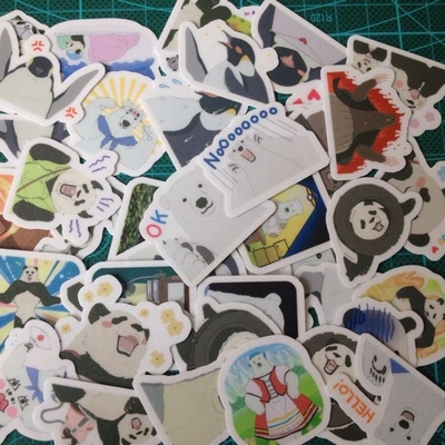 line表情贴纸白熊自制相册防水