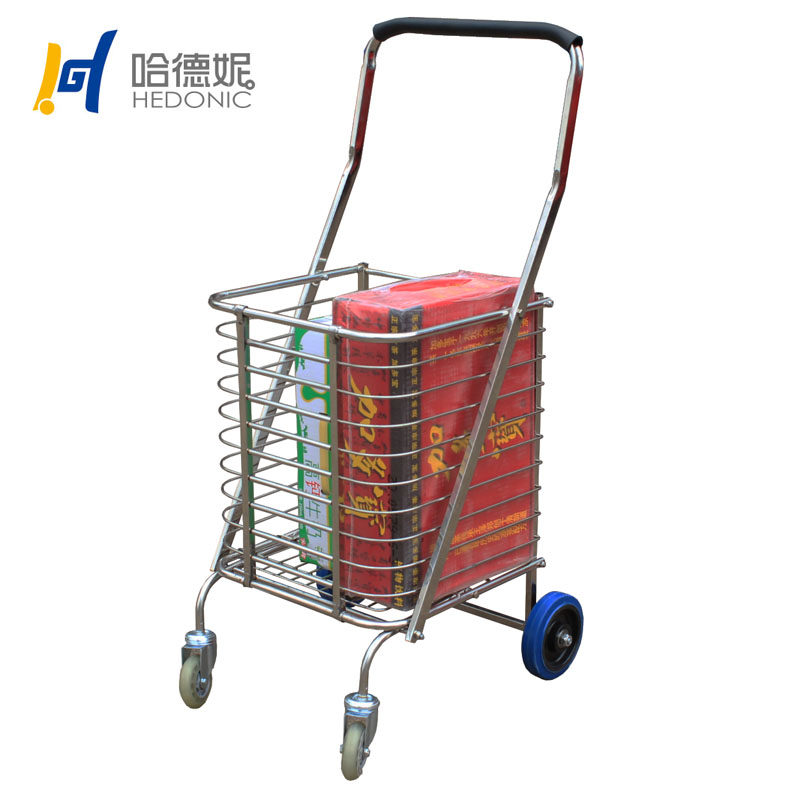 大号不锈钢购物车折叠车便携老人车买菜车手推车万向轮拉车大号