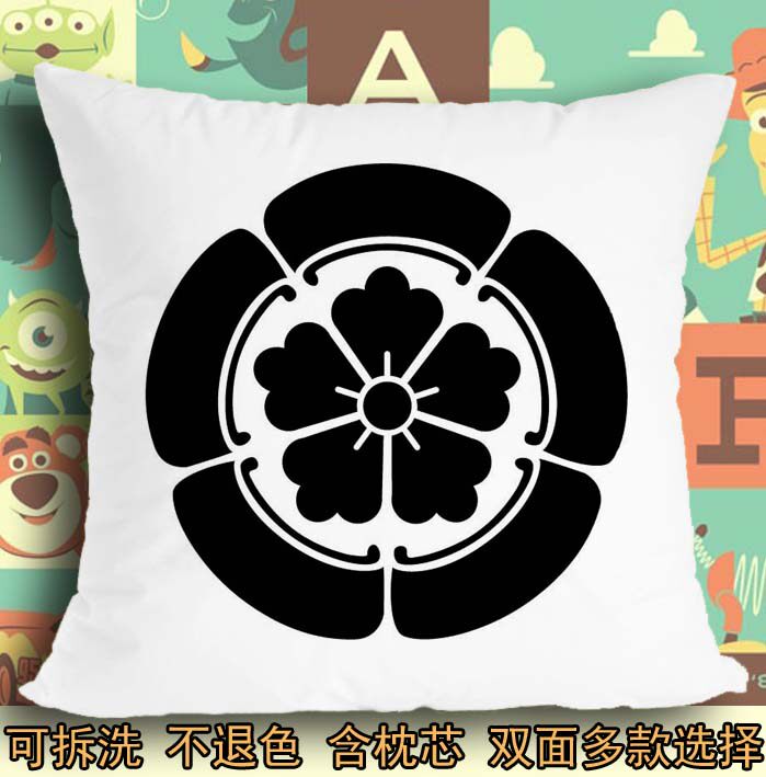 座垫软垫抱枕头毛绒靠垫子日本战国明智光秀十兵卫桔梗花家徽家纹